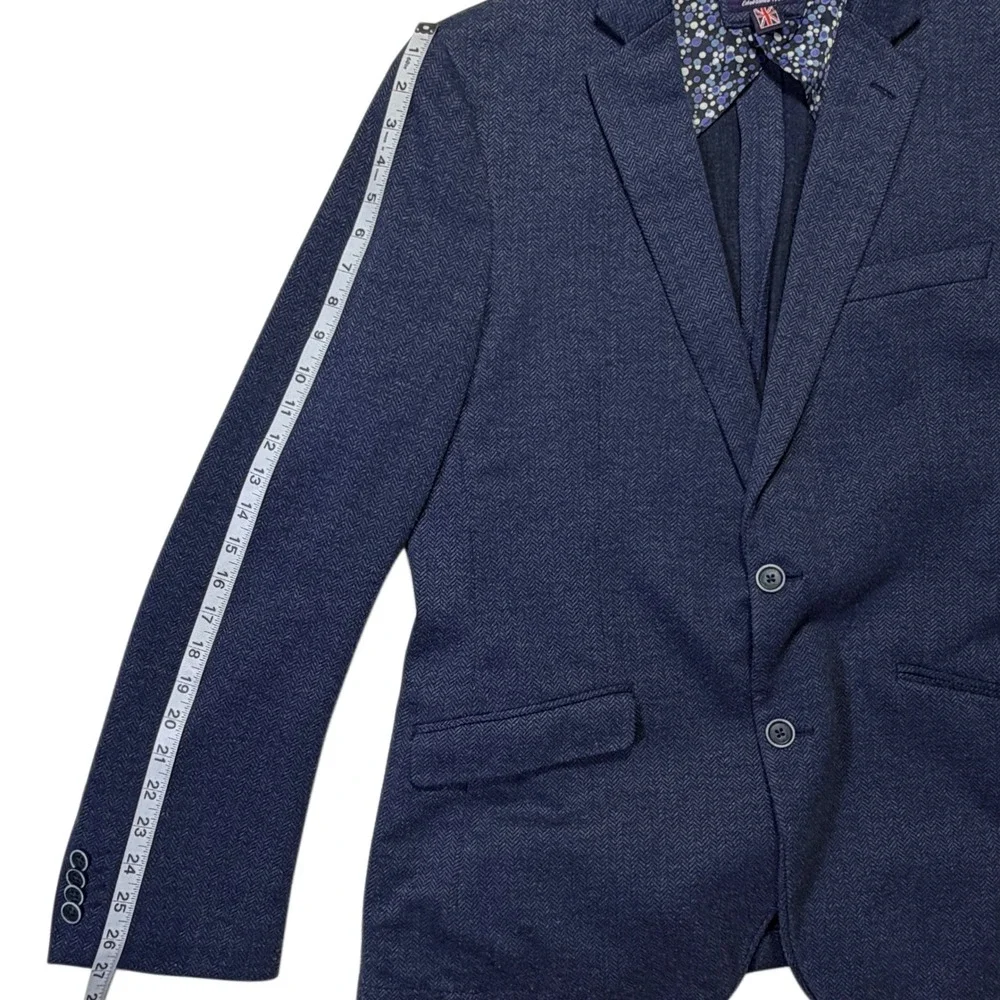 British Heritage Savile Row Shoreditch 42L Navy Textured Blazer Statement Lining